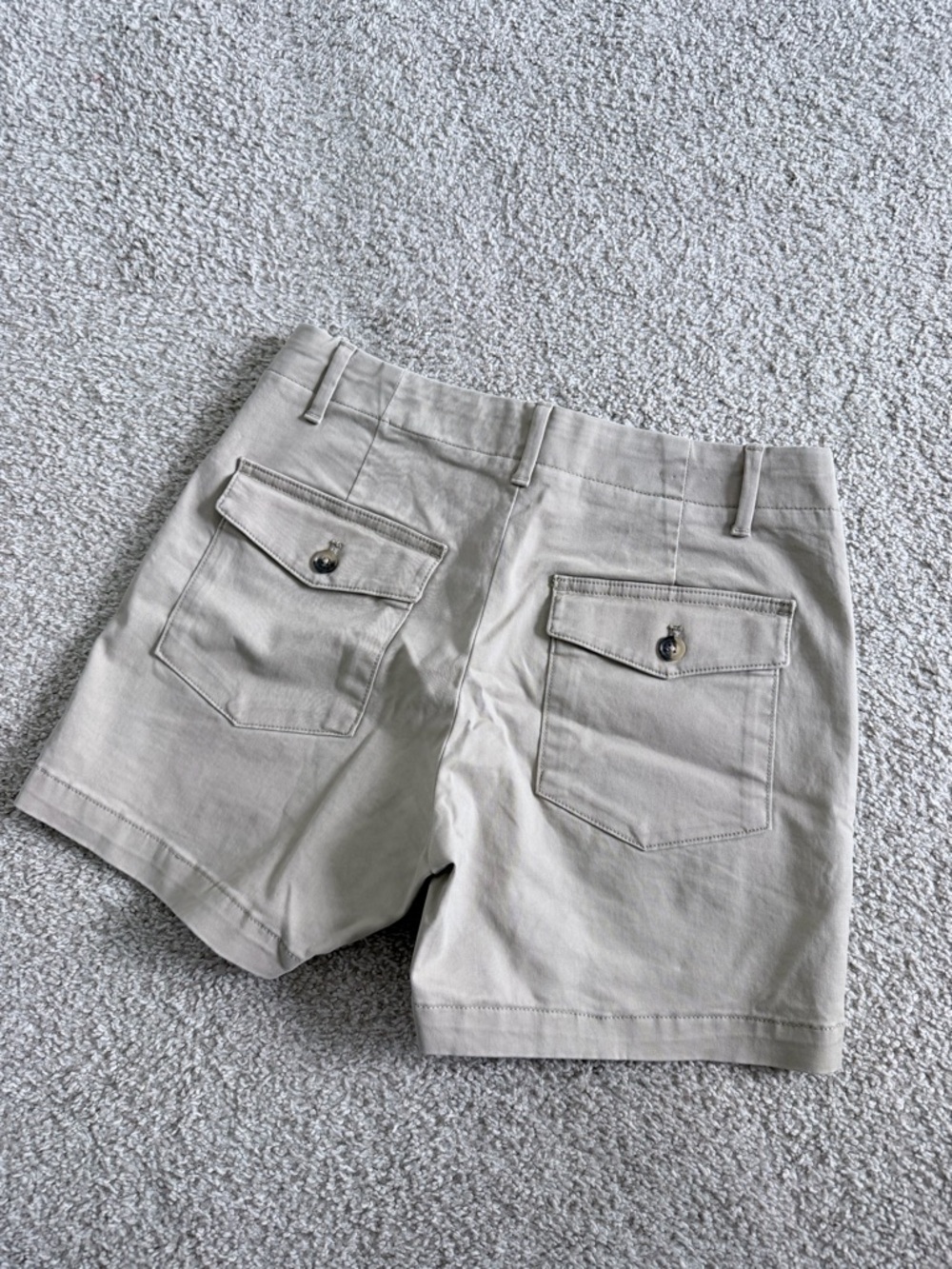 Women’s Beige Cotton Blend Shorts with Back Flap Pockets